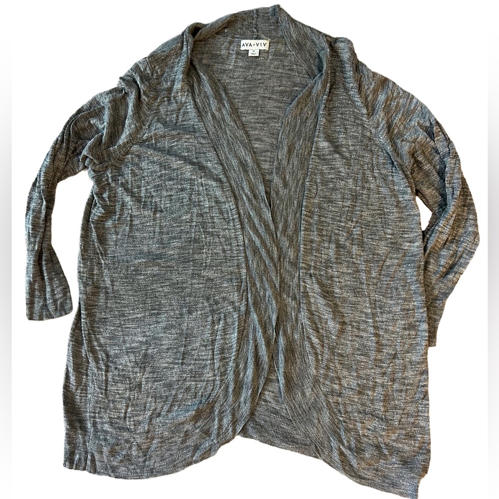 Ava & Viv Women's Heathered Gray Cardigan